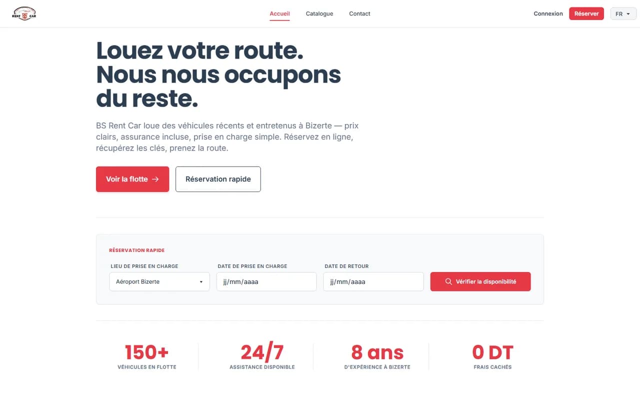 Capture d'écran du site BS Rent Car