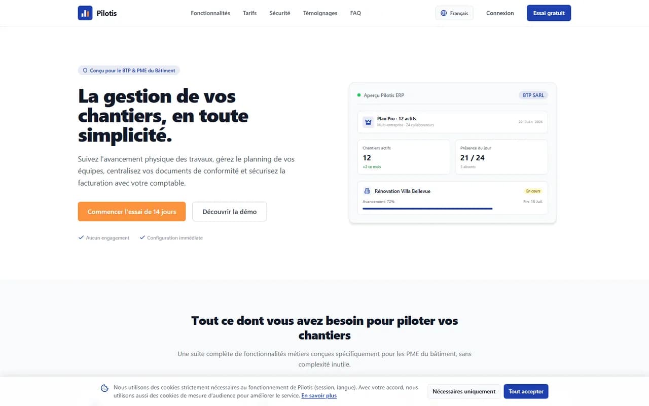 Capture d'écran du site Pilotis